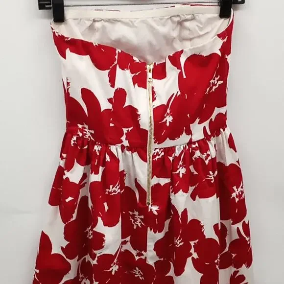 love,,,ady  Women & Junior Red & White Floral Strapless Dress Size Small - Picture 6 of 13